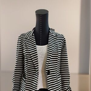 Ambition Black and White Striped Knit Blazer